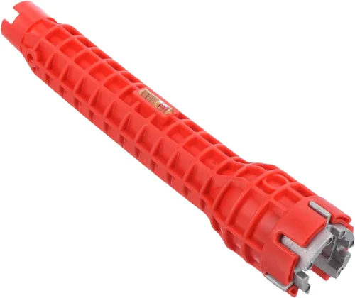 PATIKIL Instalador de grifo y fregadero, llave multiusos 5 en 1, herramienta de fontanería para inodoro y lavabo, color rojo