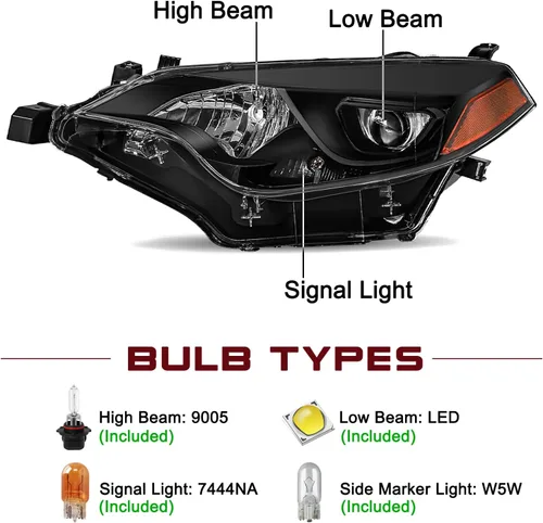 Miniatura 2 de JSBOYAT Conjunto de faros delanteros para 2014 2015 2016 Toyota Corolla Sedán 4 puertas, lámparas LED para conductor y pasajero con bombillas