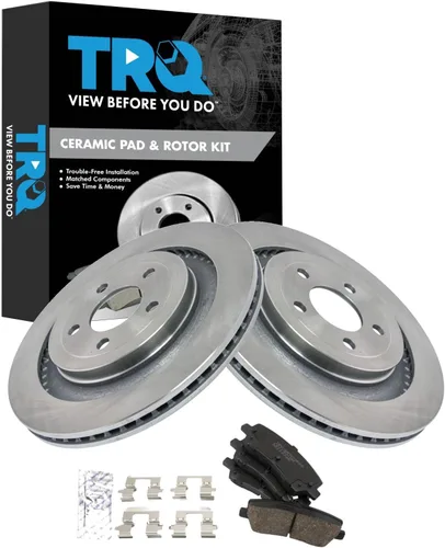 Miniatura 159 de TRQ Kit de rotor de freno trasero y pastillas de cerámica Posi premium compatible con camioneta Chevy GMC