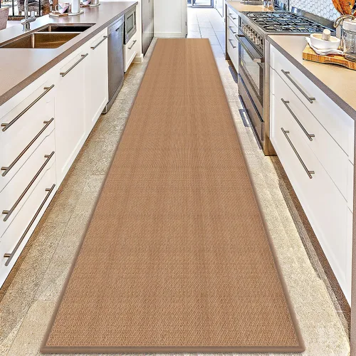 Miniatura 36 de GOYLSER Alfombras de yute de 15 pies para pasillo, alfombra de cocina, antideslizante, lavable, absorbente, alfombra de pasillo color beige