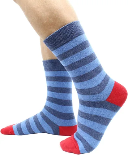 Miniatura 43 de TOEJYJ Calcetines de vestir divertidos para hombre, paquete de calcetines casuales divertidos, coloridos calcetines de algodón a rayas, talla 10-13