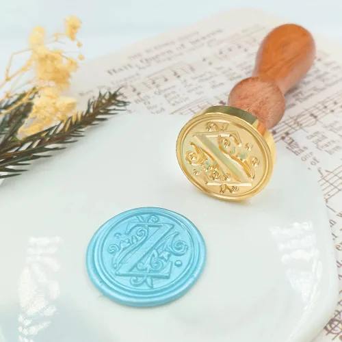 Miniatura 7 de Sello de cera con cabeza de latón y mango de madera, sello de letra inicial del alfabeto tradicional medieval, para tarjeta/sobre/regalo - (Letra Z)