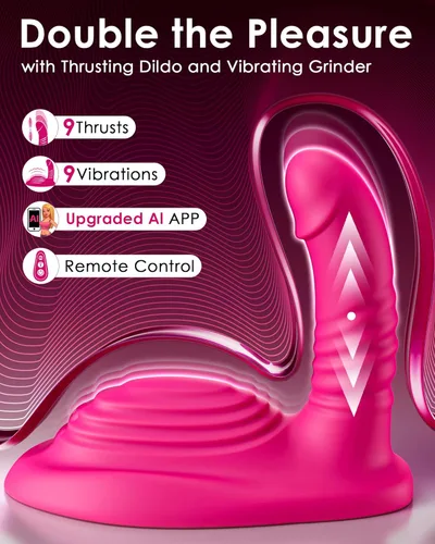 Miniatura 3 de Consolador de empuje para montar a caballo - Molinillos sexuales con control remoto con 9 empujes y vibraciones para estimulación del punto G