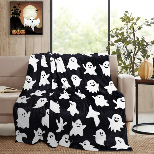Miniatura 5 de Metawu Manta de Halloween de fantasma, mantas para niños para mujeres, decoraciones de Halloween, mantas de franela para cama, sofá, manta de viaje