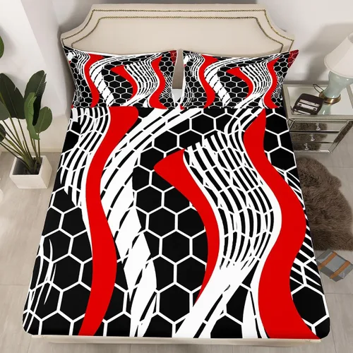 Miniatura 29 de Sábana bajera ajustable con estampado de guitarra, tamaño individual, protector de colchón con 1 funda de almohada, diseño de notas de partitura