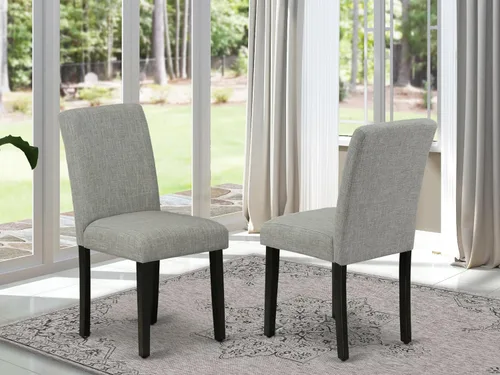 Miniatura 2 de East West Furniture ABP1T06 Abbott Parson - Sillas de comedor Shitake de tela de lino, juego de 2, color negro