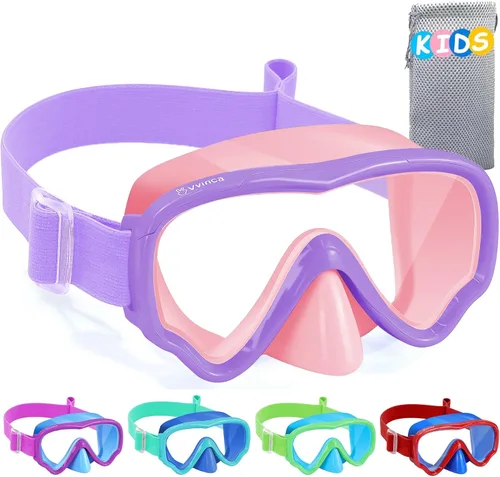 Miniatura 16 de Vvinca Gafas de natación para niños con cubierta para la nariz, máscara de buceo, correa de tela antivaho anti roturas para niños de 3 a 15 años