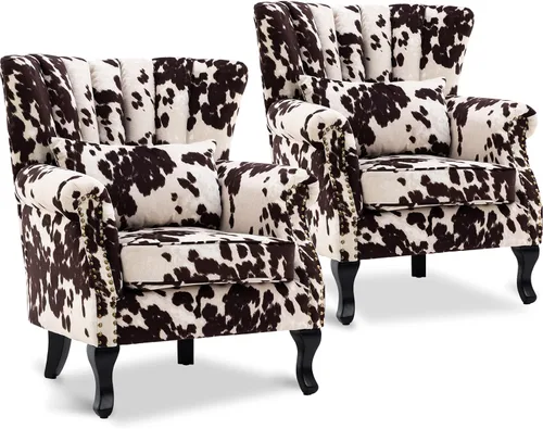 Miniatura 25 de LZAREAL Juego de 2 Sillones de Lectura Accent con Brazos para Sala de Estar, Dormitorio, Sillón de Esquina Cómodo Moderno de Mediados de Siglo, rosa