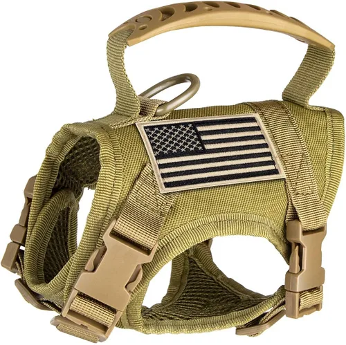 Miniatura 9 de Chaleco táctico de nailon ajustable para perro, cómodo chaleco acolchado de malla con hebilla de liberación rápida y mango de goma para perros