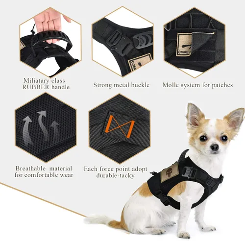 Miniatura 6 de Arnés táctico para perro, chaleco militar Molle para perro K9, chaleco para entrenamiento al aire libre, resistente al desgaste, arnés para perro