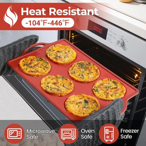 Miniatura 6 de CAKETIME Molde de silicona jumbo con marco de metal, molde redondo antiadherente de 4 pulgadas para hornear huevos para horno, magdalenas inglesas