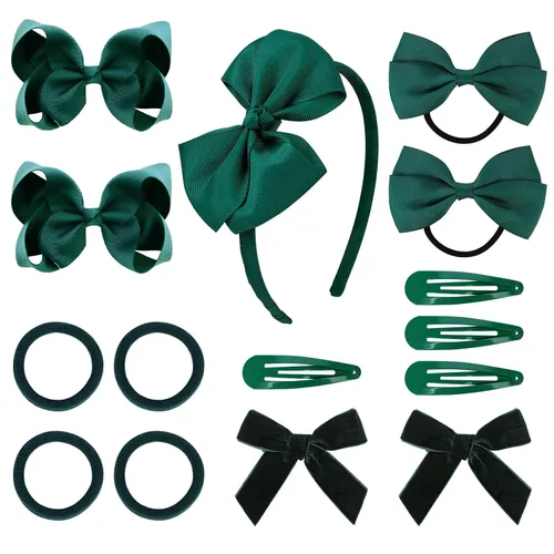 Miniatura 11 de DEEKA Juego de 15 accesorios para el cabello, color azul real, lazos para el cabello, clips, diadema, lazos para niñas pequeñas y escolares