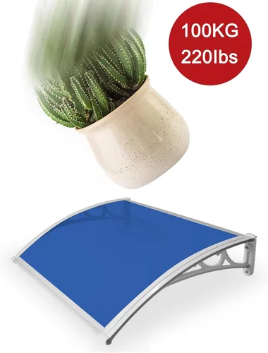 Miniatura 2 de Toldo para ventana de patio al aire libre, toldo curvado azul para puerta, refugio de lluvia, toldo de porche, cubierta de policarbonato