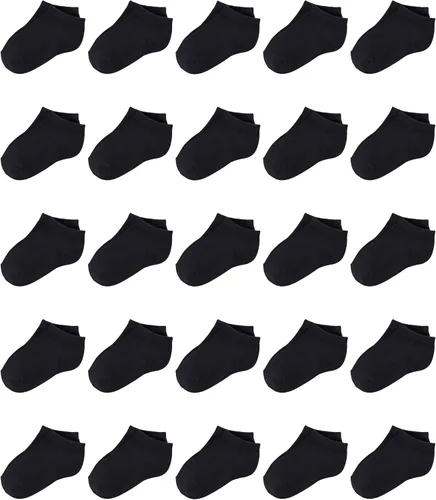 Duufin Calcetines para niños, 25 pares de calcetines de tobillo de corte bajo, medio acolchados para niños de 0 a 10 años