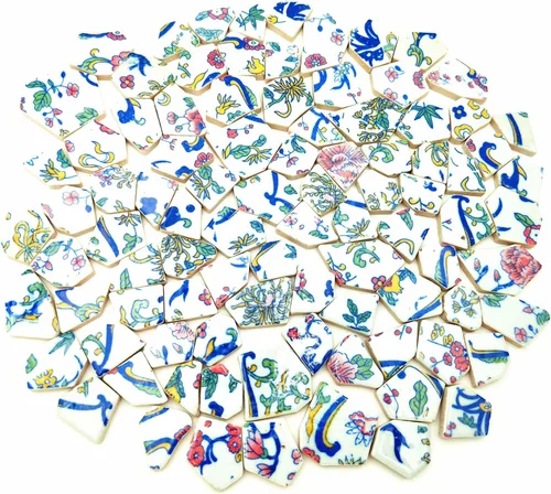 Miniatura 21 de Azulejos de mosaico de cerámica de porcelana de 1.1 libras, azulejos de mosaico irregulares rotos para suelo de manualidades, cocina, piscina