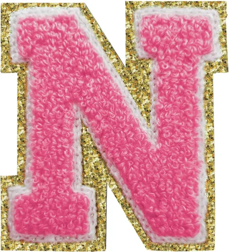 Miniatura 20 de Parches de letras termo-adhesivas de felpilla para chaquetas, parches de letras universitarias con brillantina para planchar en la letra azul A