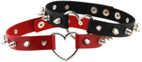 Gargantilla de cuero con remaches góticos y estilo vintage con forma de corazón, 40 ES