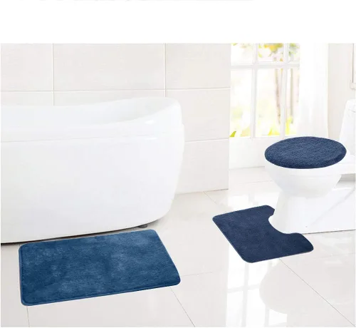 Miniatura 4 de MIFXIN Juego de 3 alfombras de baño peludas antideslizantes rectangulares de 20 x 31 pulgadas, alfombra de piso en forma de U de 20 x 20 pulgadas