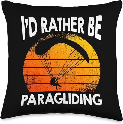 Funny Paragliding Equipment Paragliding Gifts I'd Rather Be - Almohada de parapente, 16 x 16 pulgadas, multicolor