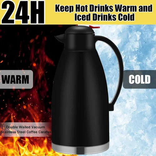 Miniatura 3 de Nuogo 2 jarras térmicas de café de 102 onzas con aislamiento de acero inoxidable de doble pared al vacío, jarra de café con cepillo para uso en casa