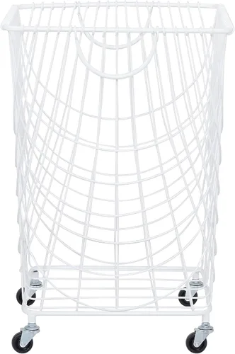 Miniatura 10 de CosmoLiving by Cosmopolitan Carrito de Almacenamiento de Metal de Conjunto Profundo con Canasta de Lavandería de Malla Rodante, 18" x 18" x 24