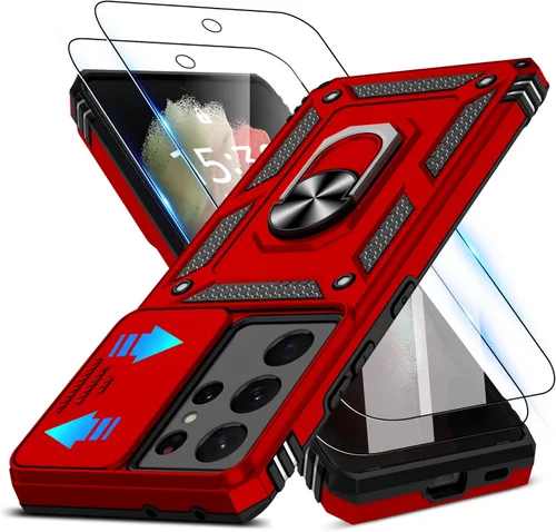 Miniatura 70 de ATUMP Funda para OnePlus Nord N200 5G con protector de pantalla HD con cubierta para cámara deslizante, soporte de anillo de rotación de 360°