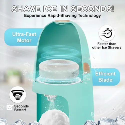 Miniatura 3 de MOJOCO Máquina de hielo afeitado - Máquina de afeitar eléctrica de hielo con cuchillas ajustables para hielo fino y grueso - Operación de una sola