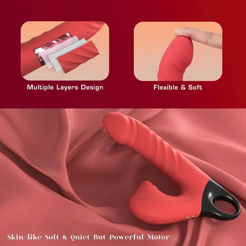 Miniatura 4 de Consolador vibratorio de empuje, vibrador 3 en 1 femenino para punto G con estimulador de clítoris, juguetes sexuales para mujeres y adultos, 3