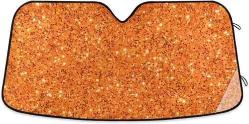 Parasol plegable para parabrisas de automóvil con textura de purpurina naranja para bloquear los rayos UV, mantiene tu vehículo fresco para la