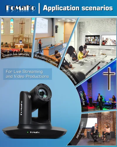 Miniatura 7 de FoMaKo Cámara HDMI PTZ AI Auto-Tracking Gen 3, zoom óptico 20x IP USB3.0 Cámara HDMI para servicios religiosos, educación de adoración, FMK12UH Pro