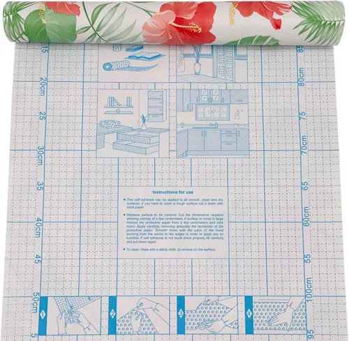 Miniatura 4 de Revestimiento de estante Red Canna autoadhesivo para aparador, cajón de papel, flores de renovación de muebles, 118 x 17.7 pulgadas