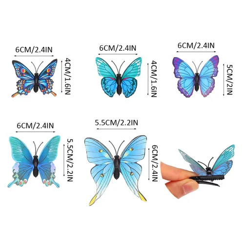 Miniatura 6 de BARTOSI Pinzas para el cabello de mariposa azul, horquillas para el cabello, lindas mariposas, accesorios para el cabello para mujeres y niñas