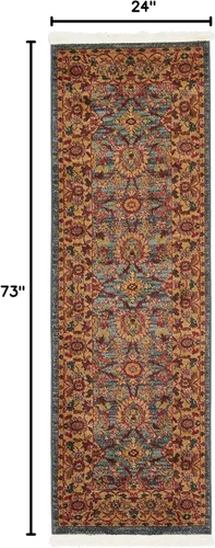 Miniatura 2 de Unique Loom - Alfombra de la colección Edinburgh - Monroe (2 x 6 pies 1 pulgada, pasillo, azul/marrón)