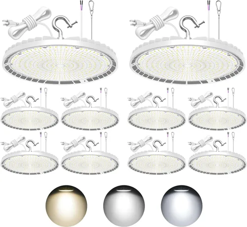 Miniatura 8 de KUKUPPO Luz LED de alta bahía de 150 W, 120 W, 90 W, ajustable, 4500 K, 5000 K, 5700 K, luz LED de alta bahía con enchufe para almacén de fábrica