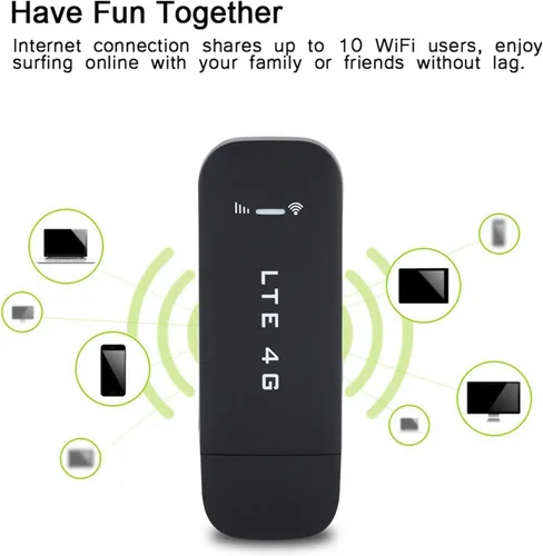 Miniatura 2 de Akozon Hotspot WiFi móvil, 4G LTE USB Enrutador portátil de bolsillo, USB WiFi red móvil inteligente (con WiFi) Soporte de viaje de 150 Mbps FDD