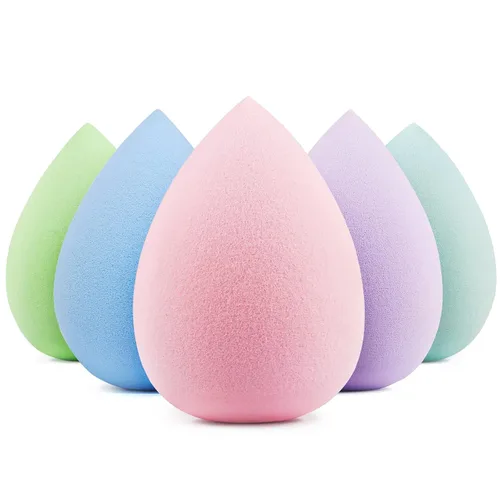 Miniatura 10 de BEAKEY Juego de esponjas de maquillaje, 5 esponjas de mezcla de base, esponjas de belleza impecables para líquidos, crema y polvo, esponjas de Negro
