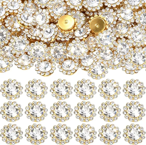 Miniatura 6 de 160 diamantes de imitación para coser de 0.472 pulgadas, base de metal, diamantes de imitación para coser en ropa, zapatos, aretes, cinturón