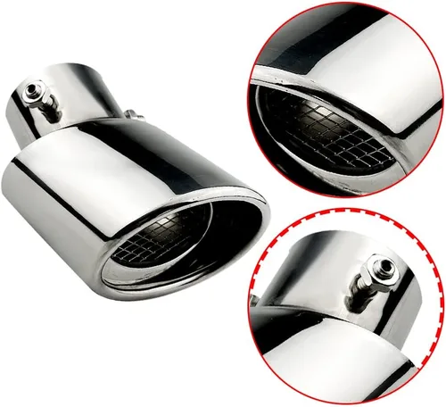 Miniatura 3 de tubo de escape de acero inoxidable pulido para coche, silenciador de escape trasero de 63 mm / 2.5 pulgadas, con malla, accesorios universales