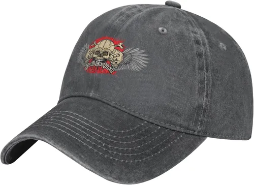 Cowboy Hat Trendy Hats for Man and Women Djustable Four Season Outdoor Baseball Cap of Hell Skull with Angel Deep Heather