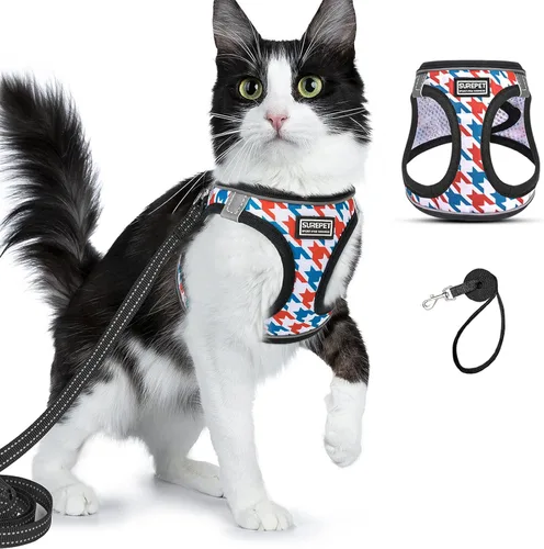 Miniatura 9 de Arnés para gatos y correa para caminar, arnés suave ajustable para gatitos, cachorros, gatos pequeños, chaleco reflectante a prueba de escapes