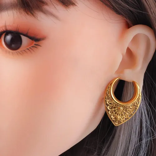 Miniatura 4 de LADEMAYH 2Pcs Ear Plugs Gauges for Women, Elegant Saddle 0g-25mm Gauges for Ears, Surgical Stainless Steel Ear Tunnels Gauge Earrings Body Jewelry