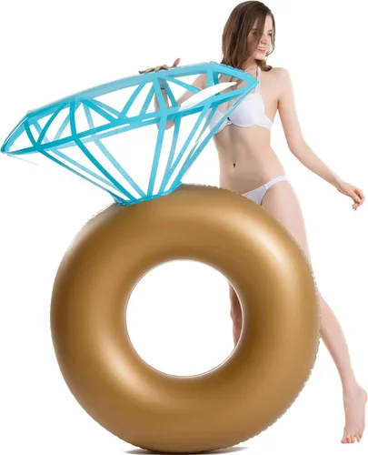 Miniatura 3 de Jasonwell Flotador inflable de piscina con anillo de diamantes y flotador de piscina Jasonwell Beer Pong