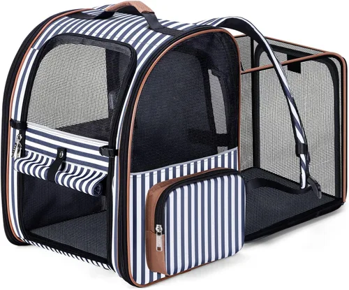 Miniatura 8 de Mochila Grande Transportadora para Gatos Expandible Mochila Transportadora de Mascotas para Perros Pequeños Gatos Medianos Soporta Hasta 18 Libras