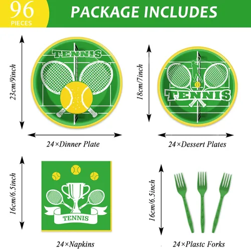 Miniatura 2 de 96 piezas de suministros para fiesta de tenis para 24 invitados, pelotas de tenis, juegos deportivos, decoración de fiesta, temática de sóftbol