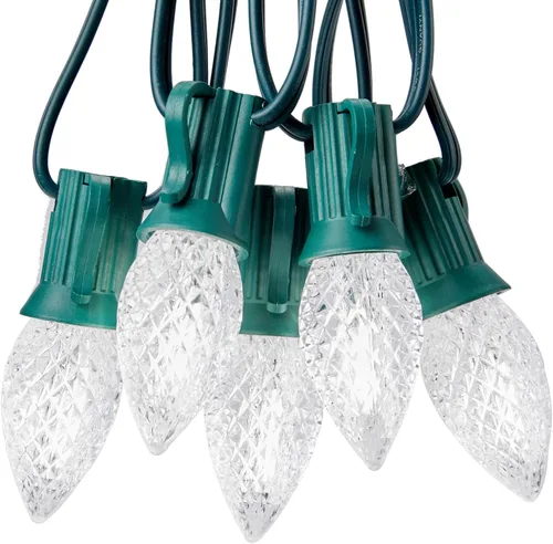 Miniatura 9 de Brightown C7 - Luces LED de Navidad blancas cálidas para exteriores, cadena de luces de Navidad de 17 pies con 25 bombillas de plástico, luces