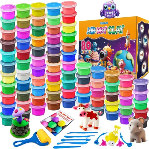 Miniatura 8 de ESSENSON Kit de arcilla para modelar – 36 colores de arcilla mágica de secado al aire, moldeo de bricolaje con herramientas de escultura, recuerdos