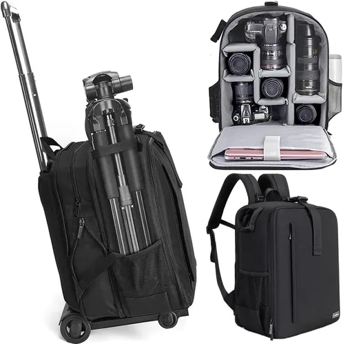 Miniatura 12 de Cwatcun Mochila para Cámara Impermeable Bolsa para Cámara, Bolsa Multifuncional de Fotografía de Viaje Estuche para Cámara con Compartimento