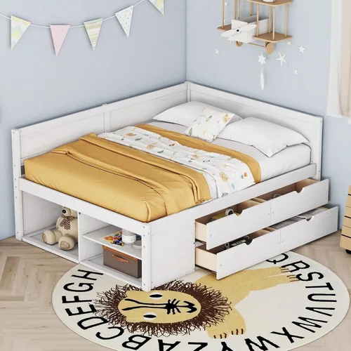Miniatura 20 de Harper & Bright Designs Cama Capitán Tamaño Individual con Estanterías Integradas/3 Cajones de Almacenamiento/Cama Nido, Marco de Cama Diván