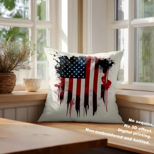 Miniatura 4 de Batmerry American Flag Ink Dot Throw Pillow Covers, Red Blue White Stars Abstract Decorative Pillow Covers Digital Printing Blended for Couch Sofa