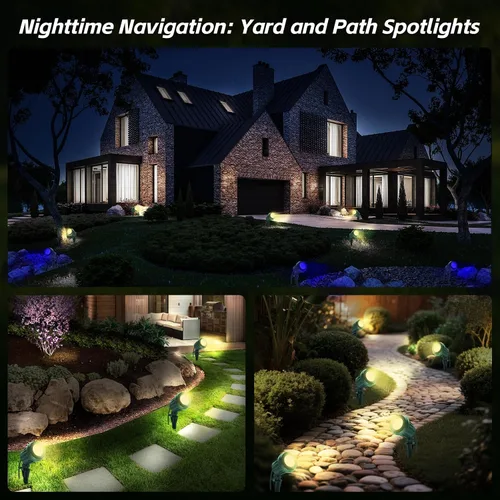 Miniatura 5 de Foco para exteriores – Enchufe de 120 V, 2700 K, luces LED de paisaje blanco cálido con 3 lentes RGB para patio, jardín, césped y decoración